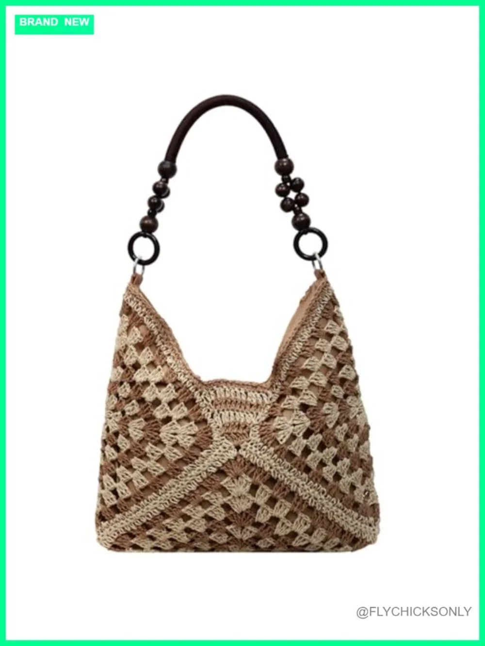 Woven Straw Hobo Tote Bag Crochet Beach Shoulder Purse